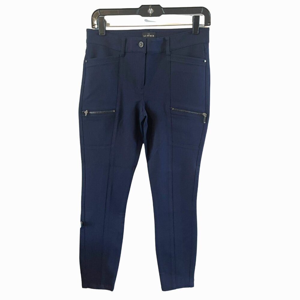 NWOT White House Black Market Skimmer Pants Womens 2 Navy Zip Pockets NEW